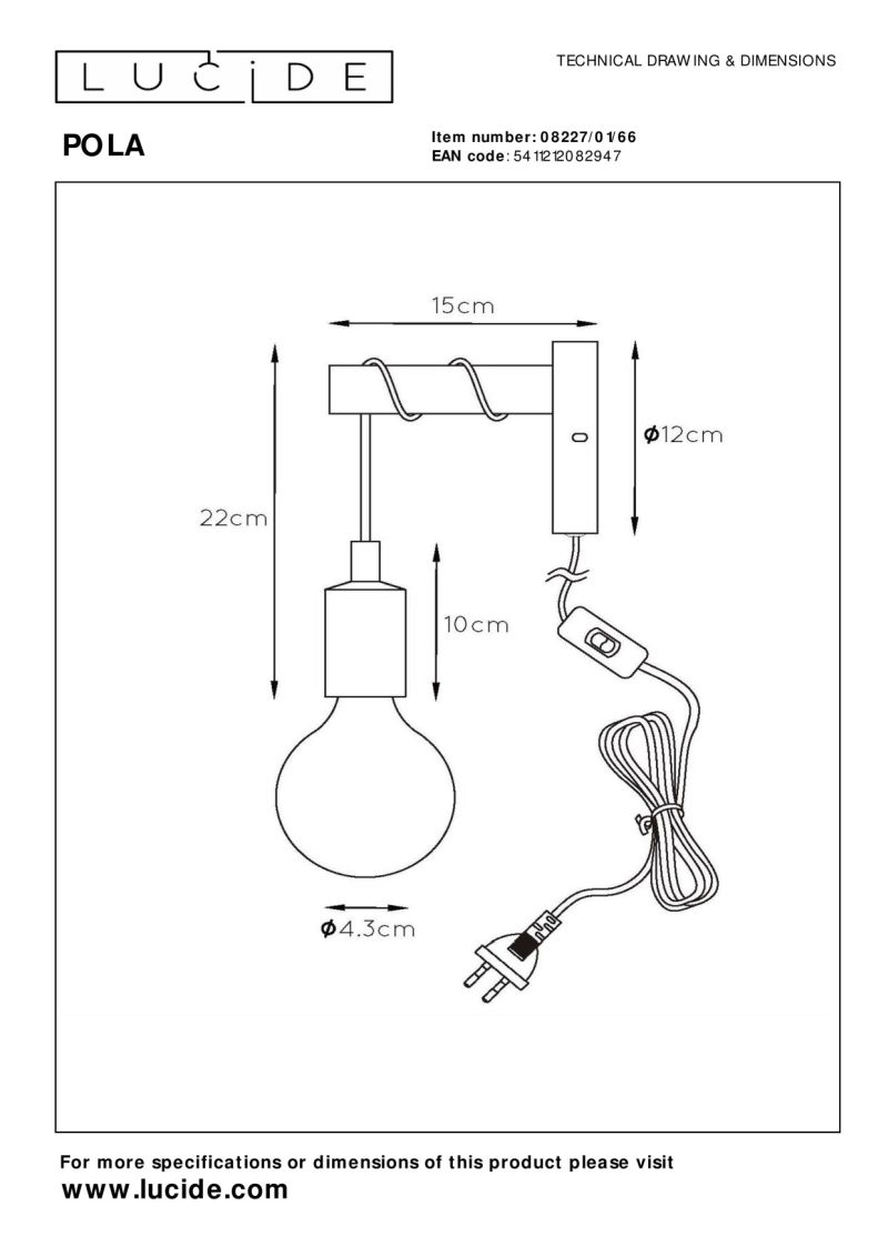 Lucide POLA - Nástenné svietidlo detské - Ø 12 cm - 1xE27 - ružové